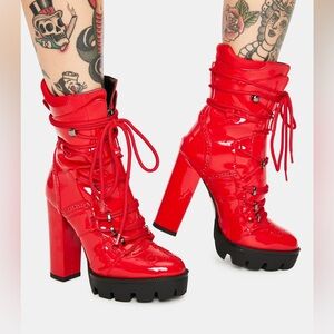 Azalea Wang Patent Leather Boots